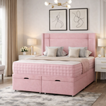 Load image into Gallery viewer, Pink Dingley Winged Divan Ottoman Bed