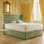 Load image into Gallery viewer, Green Mulberry Winged Divan Ottoman Bed