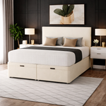 Load image into Gallery viewer, Cream Plain Divan Ottoman Bed