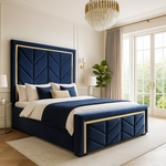 Load image into Gallery viewer, Blue Gold Strip Tower Bed