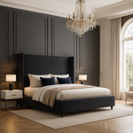 Load image into Gallery viewer, Black Plain Winged teddy Bed