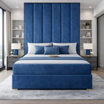 Load image into Gallery viewer, Blue Serena contrast piping divan bed