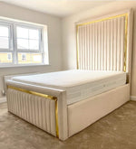 Load image into Gallery viewer, Bed with gold strip detailing