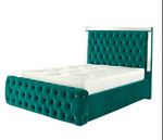 Load image into Gallery viewer, Green Mirror upholstered bed