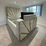 Load image into Gallery viewer, Gold Strip luxury TV bed with gold trim
