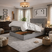 Grey Sleigh Divan Ottoman Bed
