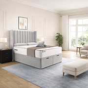 Sapphire Winged Divan Ottoman Bed with open base
