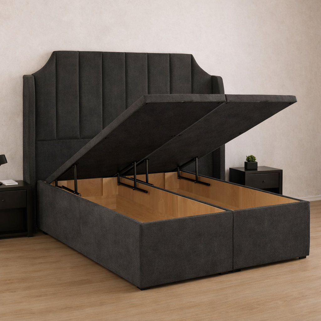 Art Deco Winged Divan Ottoman Bed