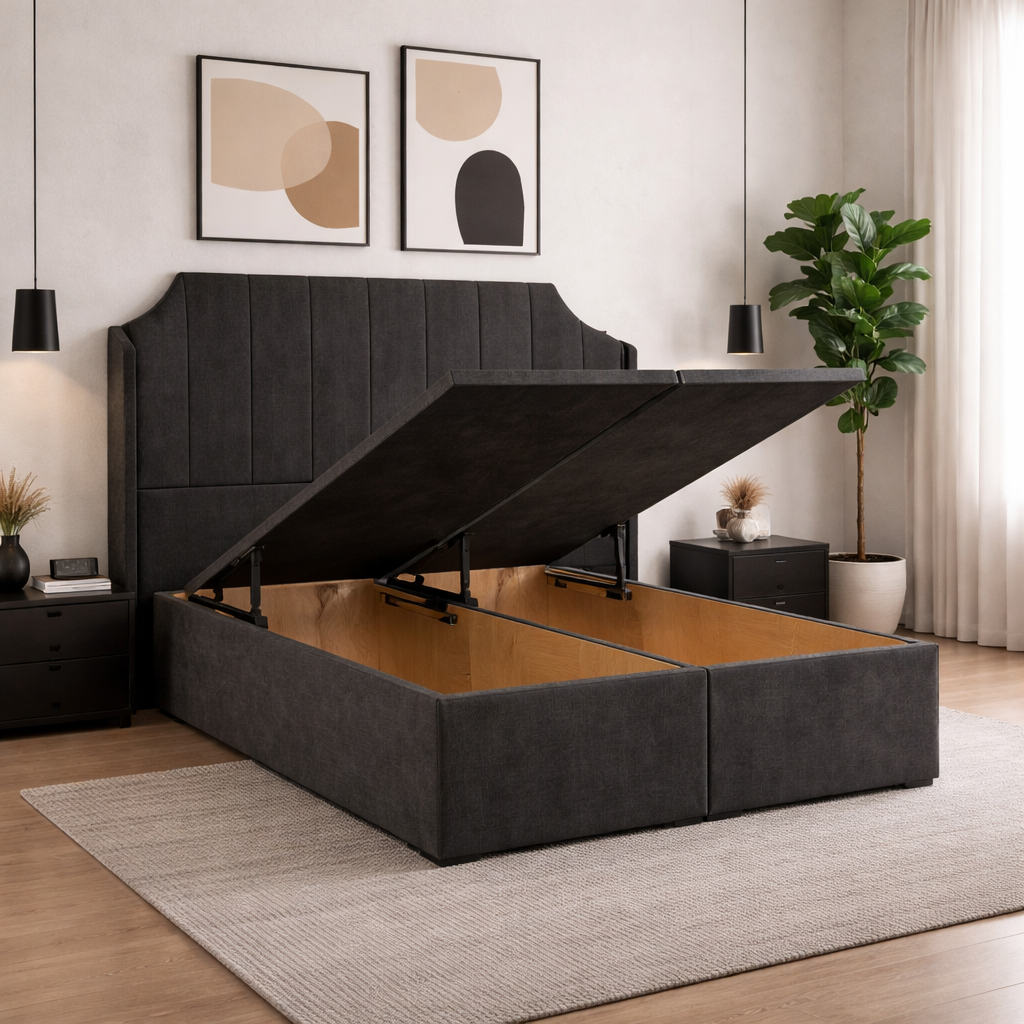 Art Deco Winged Divan Ottoman Bed
