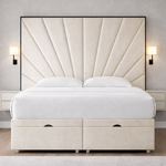 Load image into Gallery viewer, Cream Mercer Divan Ottoman with Contrast black Piping

