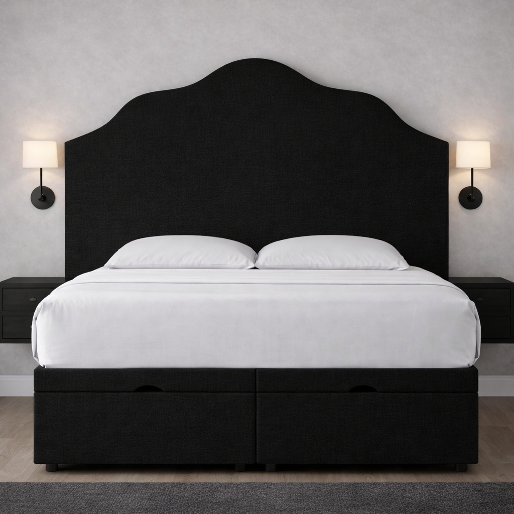 Classic Black Paisley Divan Ottoman Bed
