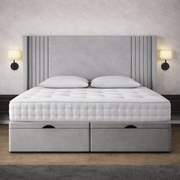 Grey Oxford Winged Divan Ottoman Bed
