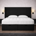 Load image into Gallery viewer, Classic black Oxford Winged Divan Ottoman Bed
