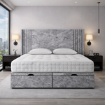Load image into Gallery viewer, Marble grey Oxford Winged Divan Ottoman Bed
