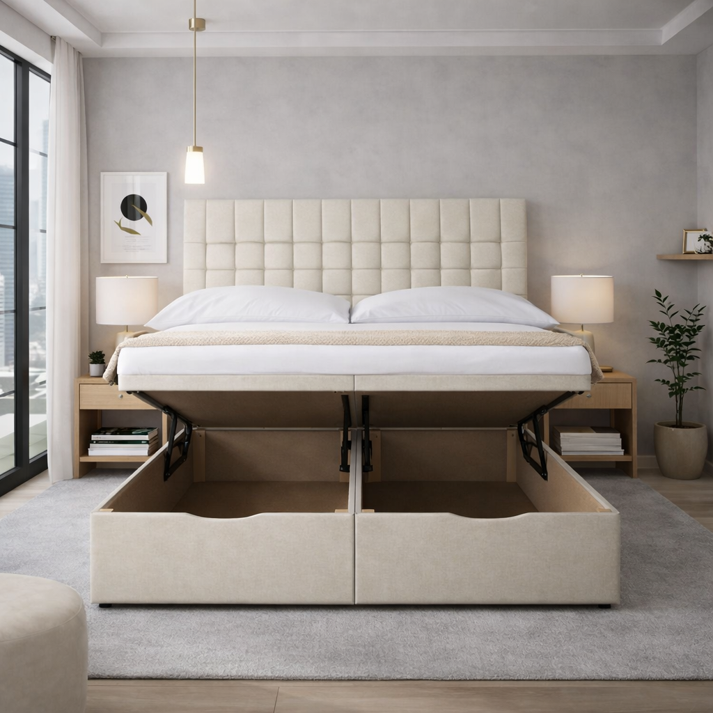 Cream Victoria Divan Ottoman Bed
