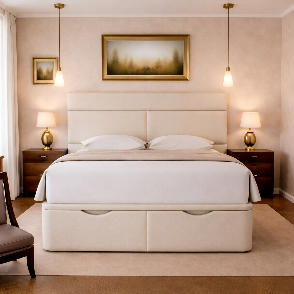 Cream Athens Divan Ottoman Bed
