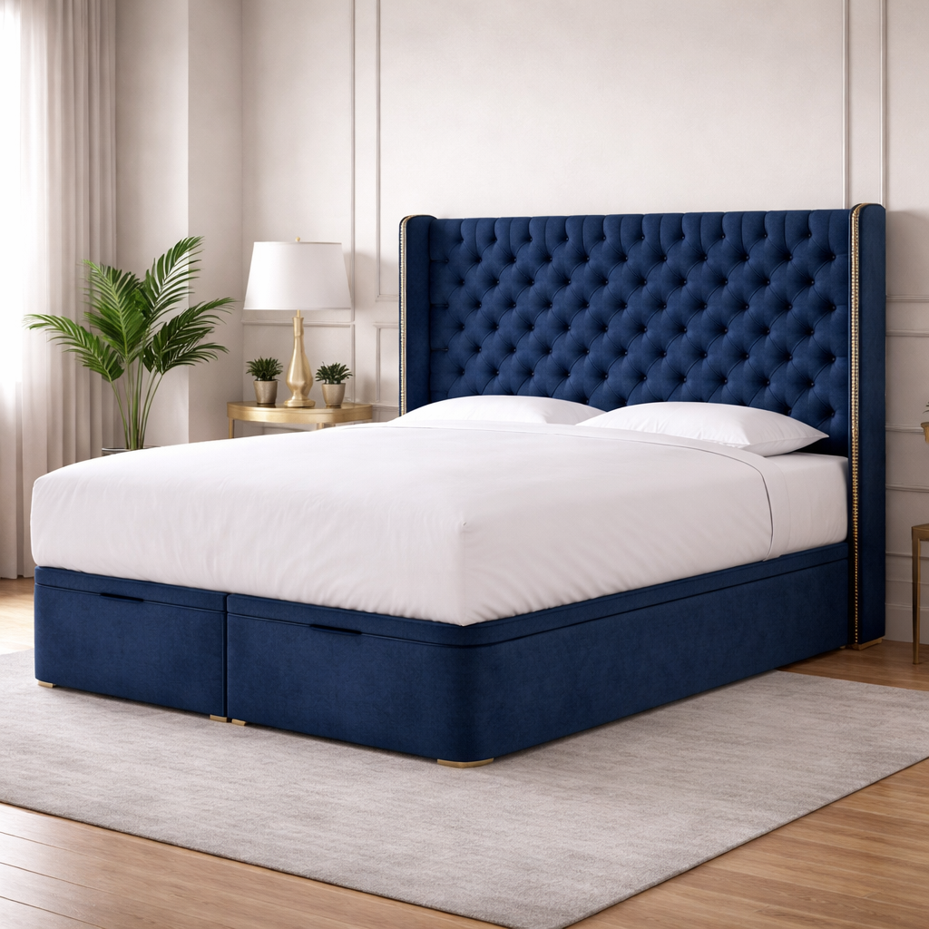 Blue Barcelona Divan Ottoman Bed
