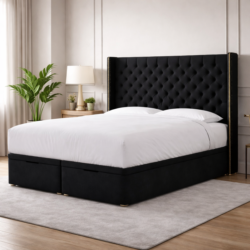 Black Barcelona Divan Ottoman Bed
