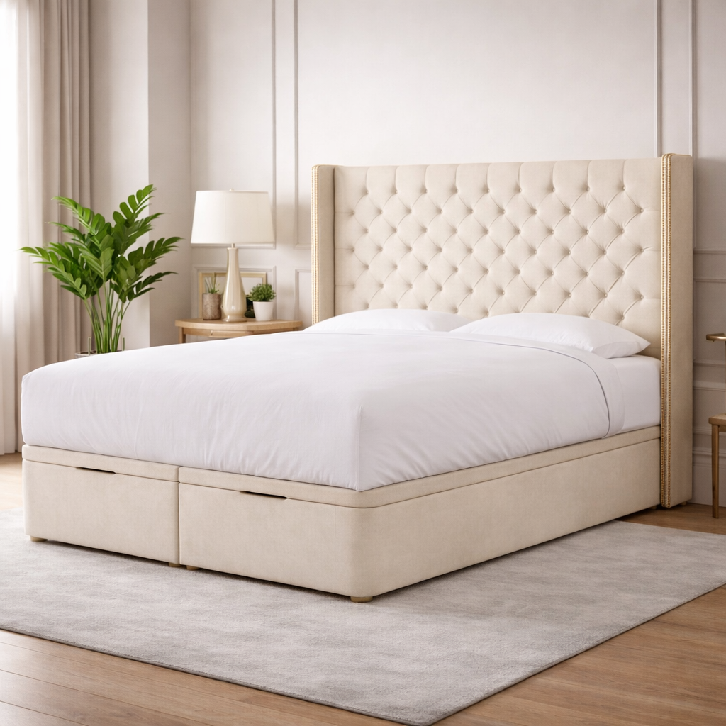 Cream Barcelona Divan Ottoman Bed
