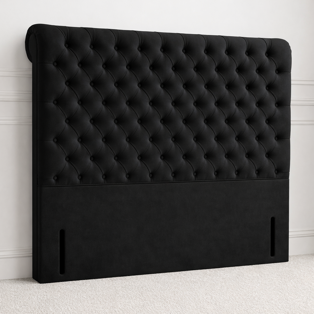 Black tufted Sleigh Headboard
