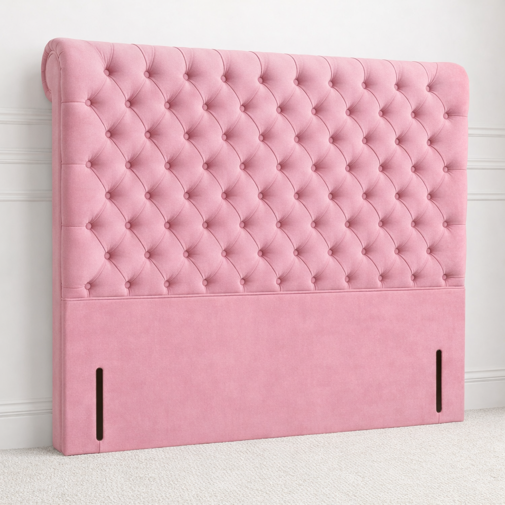 Pink tufted Sleigh Headboard
