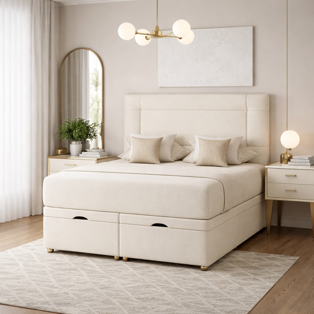 Cream Dingley Ottoman Divan Bed
