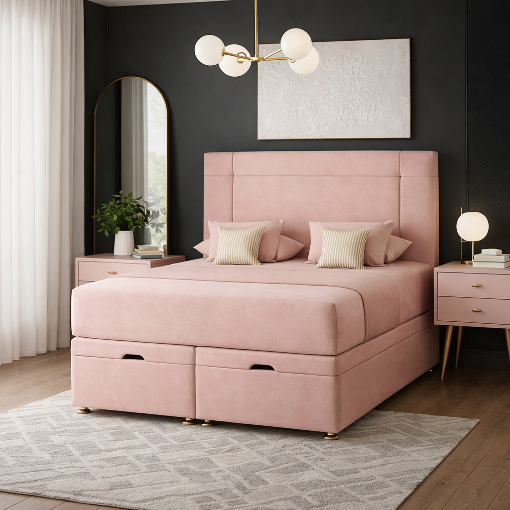 Pink Dingley Ottoman Divan Bed
