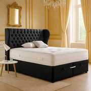 Black Mulberry Winged Divan Ottoman Bed
