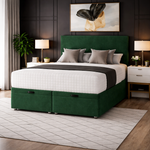 Load image into Gallery viewer, Green Plain Divan Ottoman Bed
