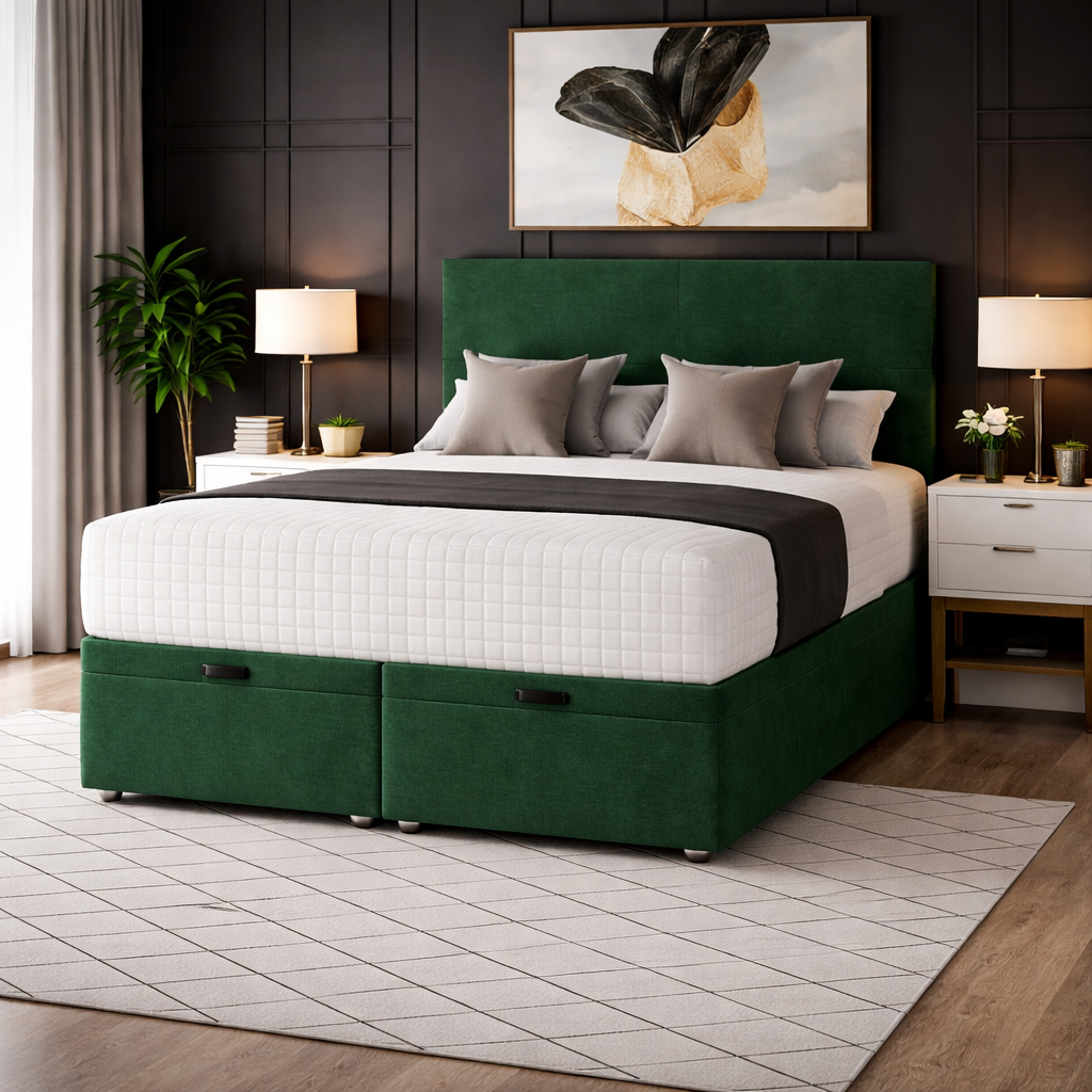 Green Plain Divan Ottoman Bed
