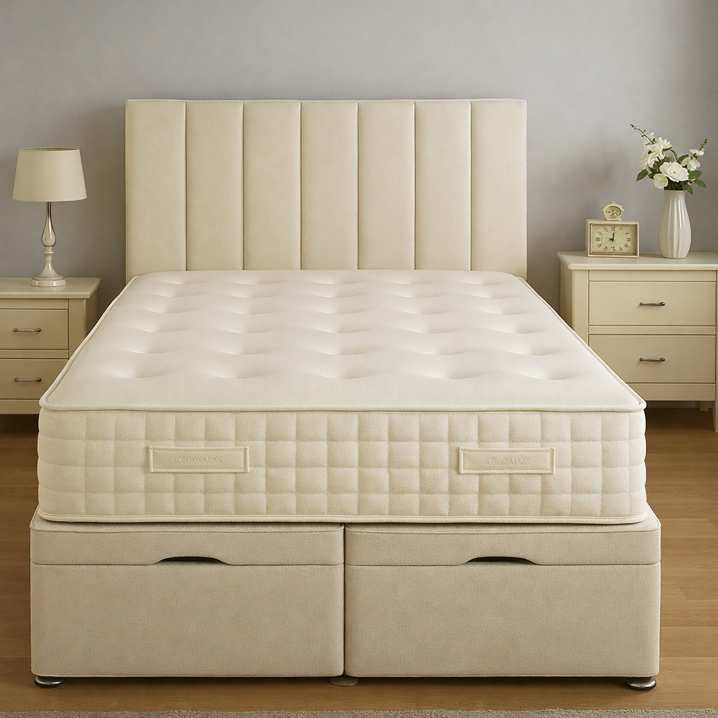 Cream Panel Divan Ottoman Bed
