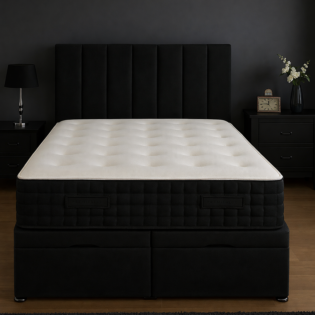 Modern Black Panel Divan Ottoman Bed
