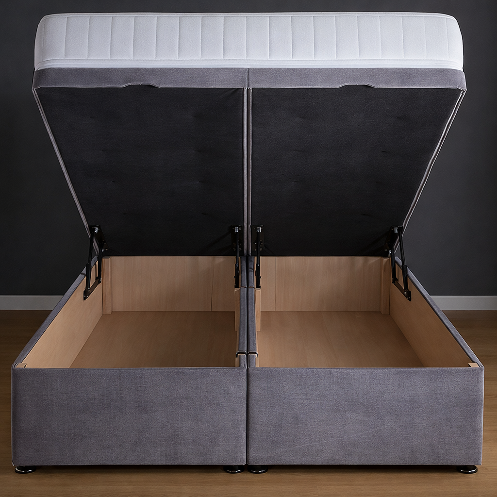 Classic Grey Panel Divan Ottoman Bed
