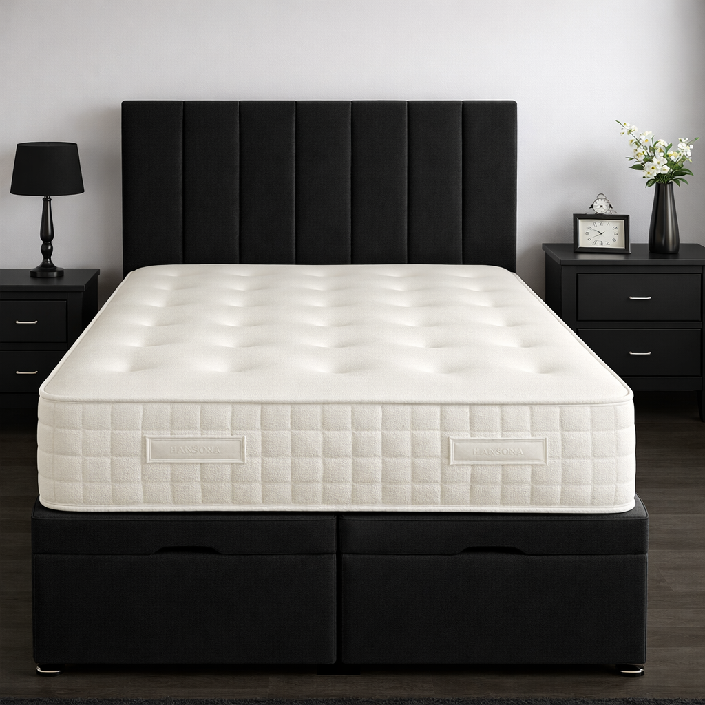 Classic Black Panel Divan Ottoman Bed
