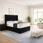 Load image into Gallery viewer, elegant black Sapphire Winged Divan Ottoman Bed
