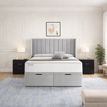 Load image into Gallery viewer, Grey Sapphire Winged Divan Ottoman Bed
