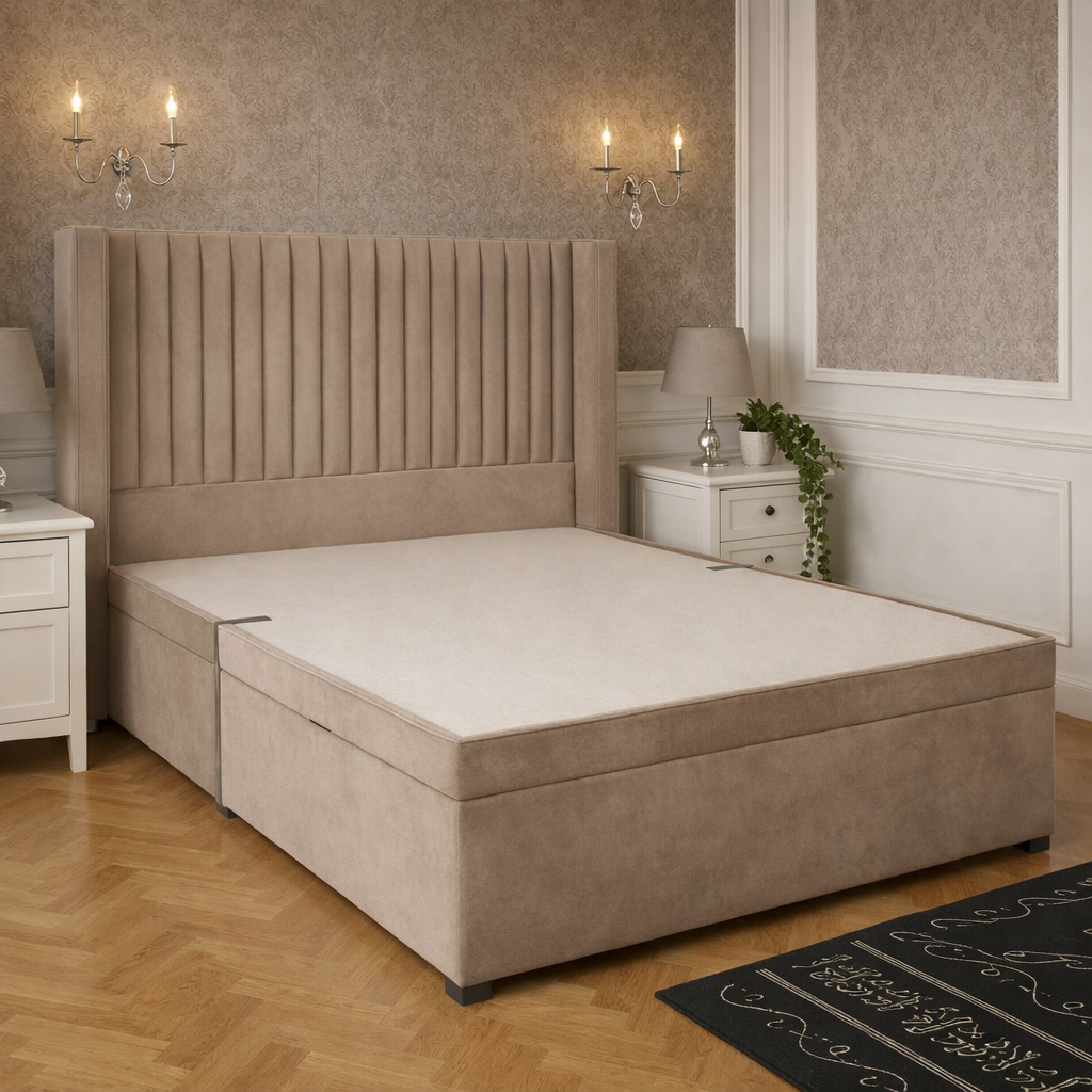 Mink Toronto Winged Divan Ottoman Bed

