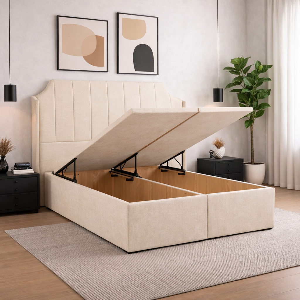 Art Deco Winged Divan Ottoman Bed