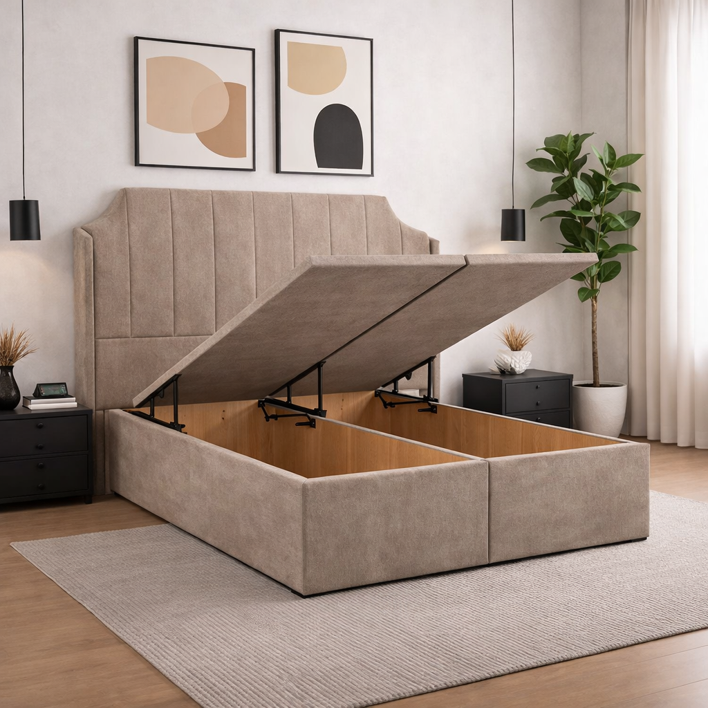 Art Deco Winged Divan Ottoman Bed