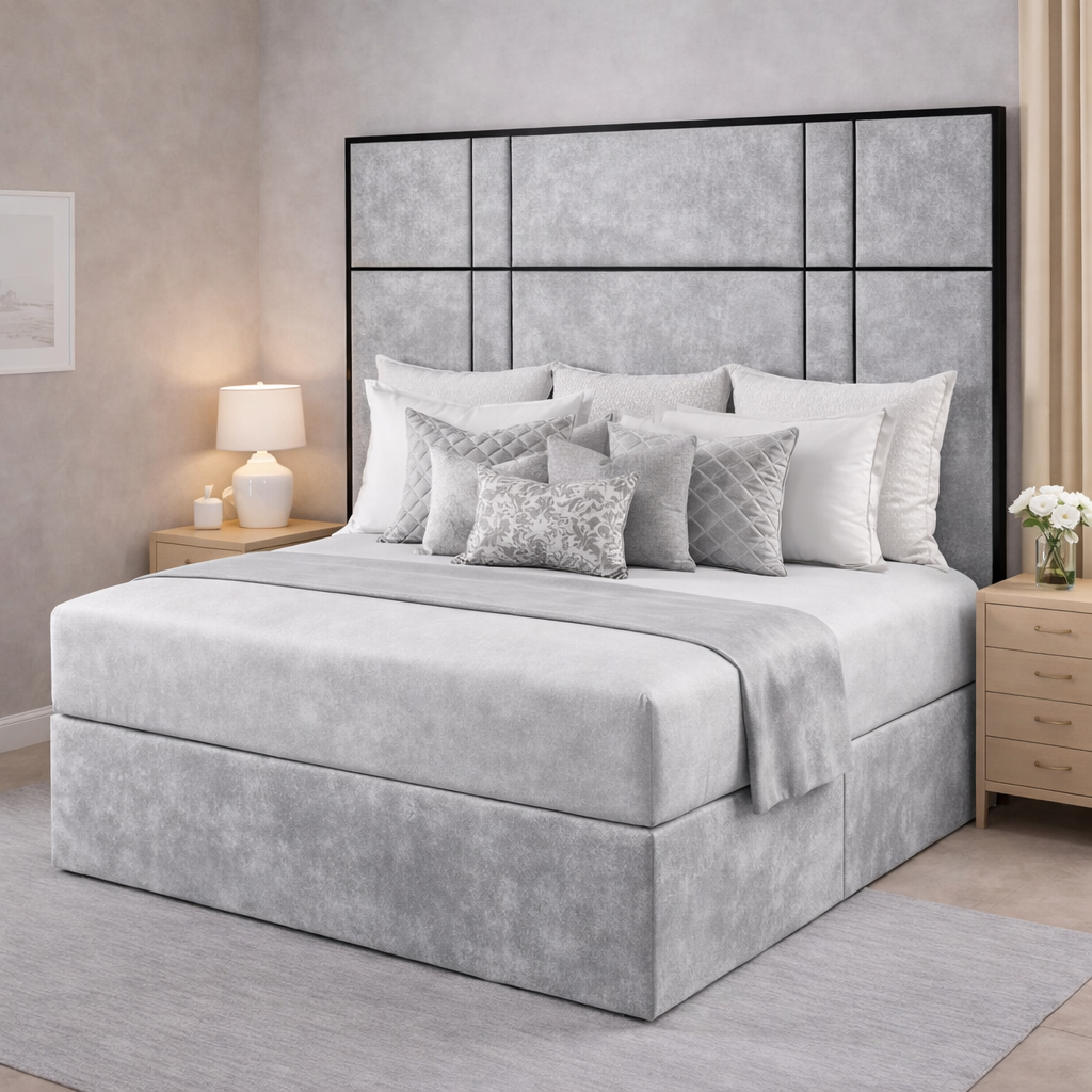 Alice headboard with Contrast Border Divan Bed