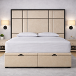 Load image into Gallery viewer, Alice headboard with Contrast Border Divan Ottoman Bed