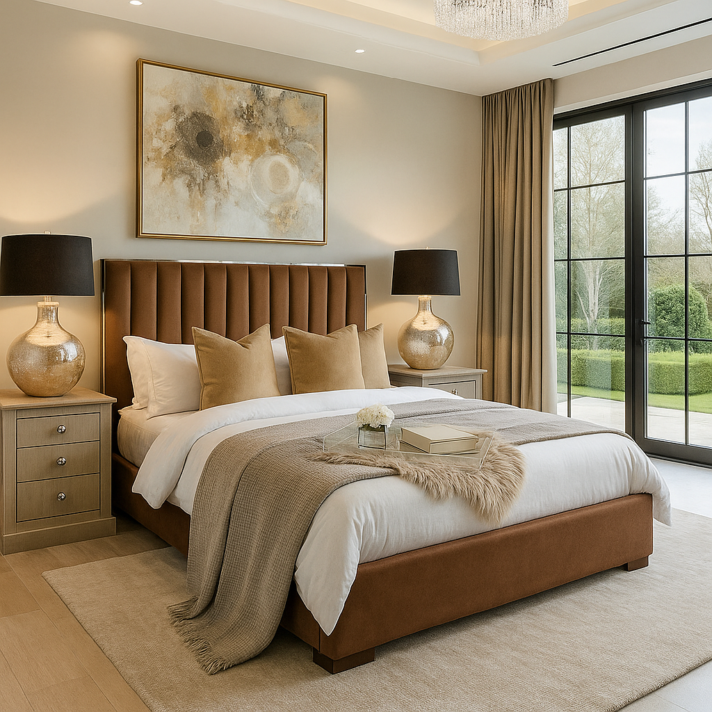 Brown Alysia Silver Strip Bed
