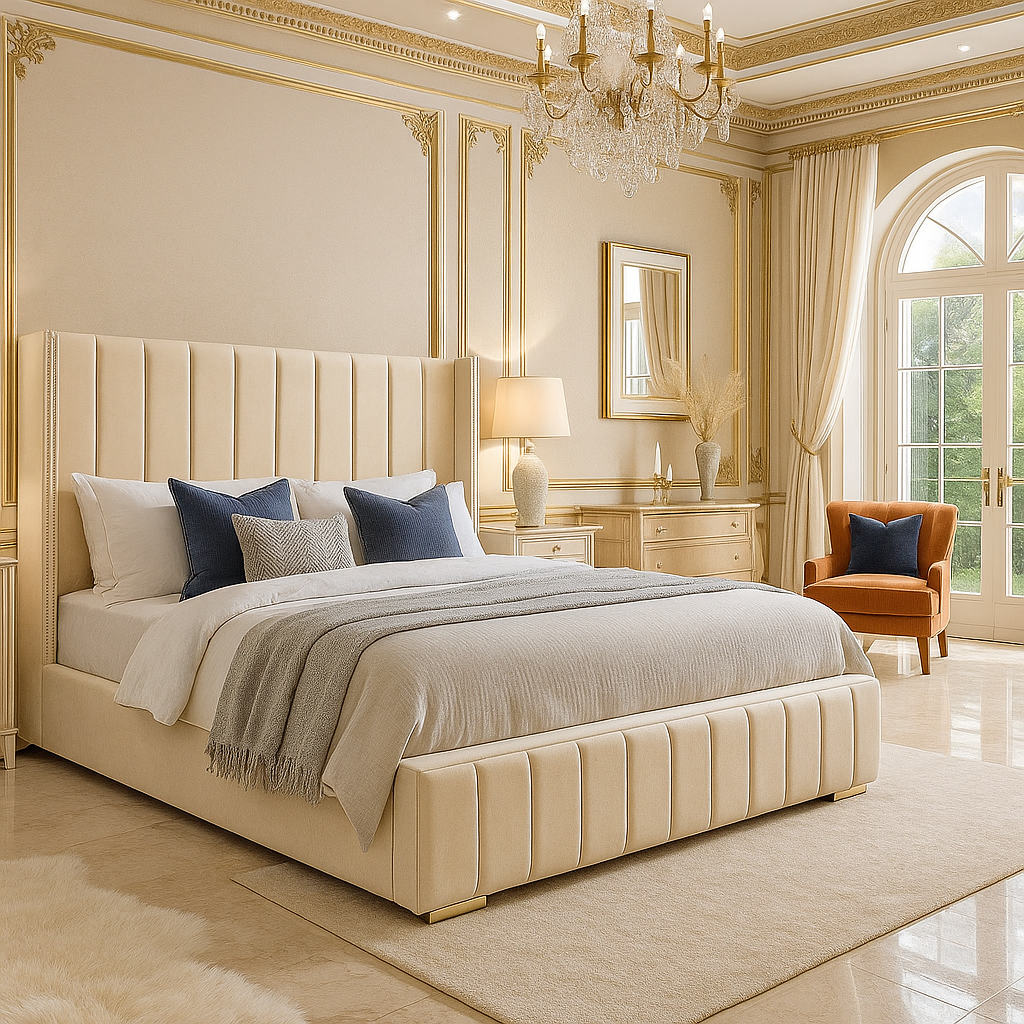 White California Beaded Bed

