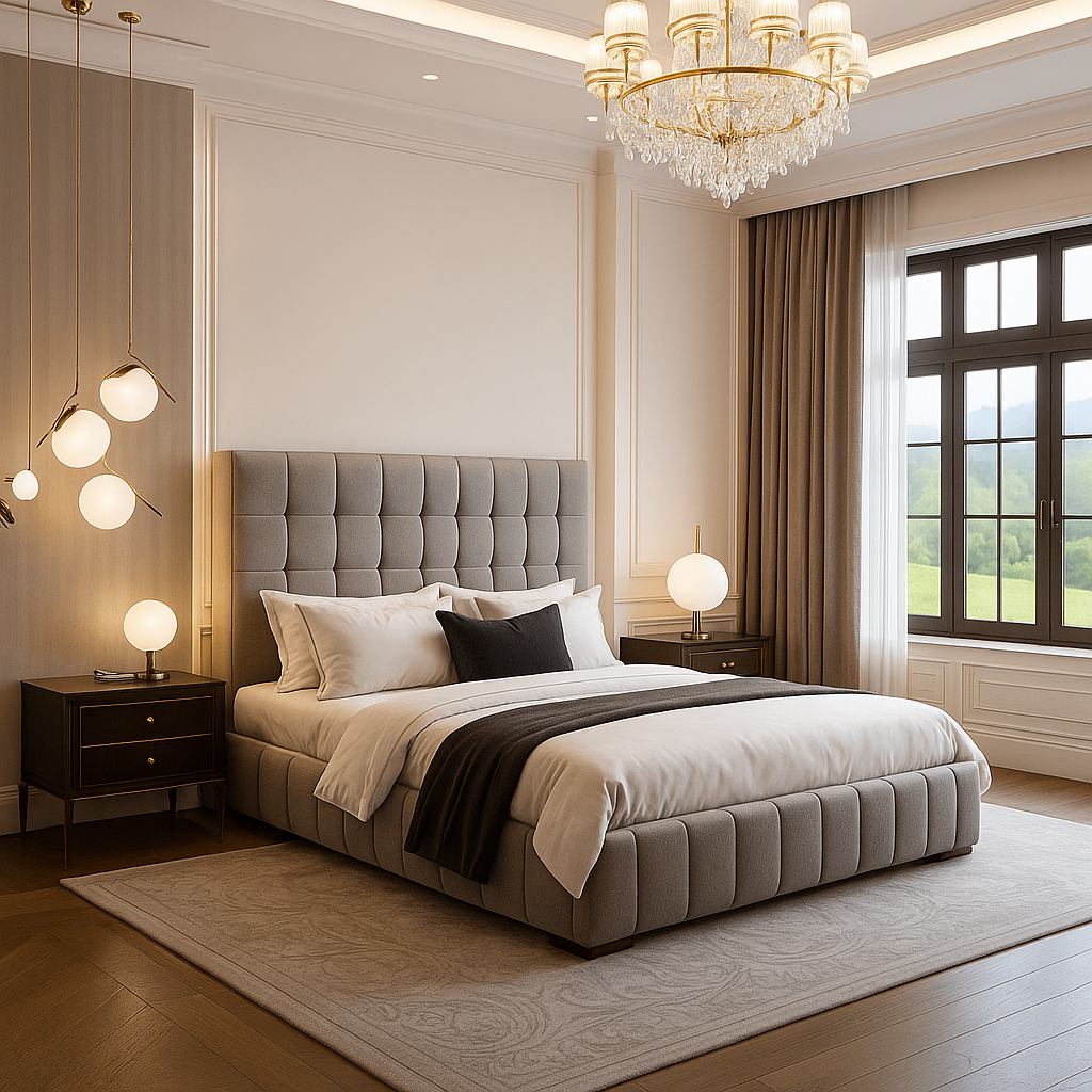 Light Grey Cubed Bed
