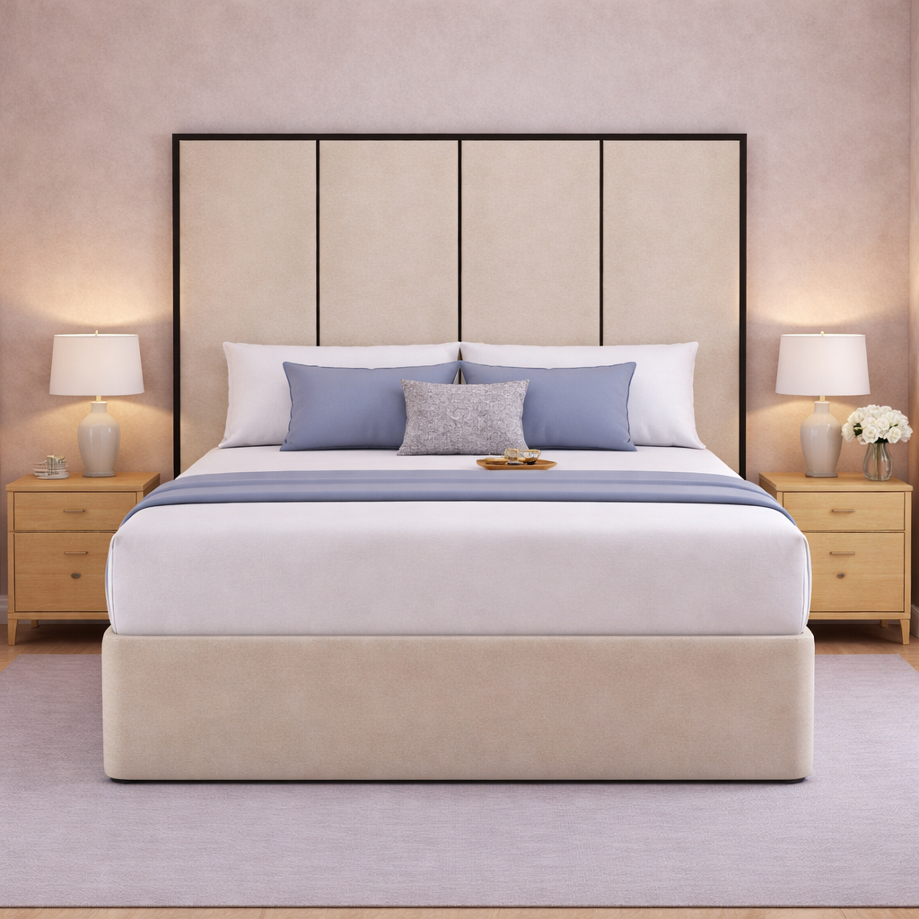 Emma headboard with Contrast Border Divan Bed