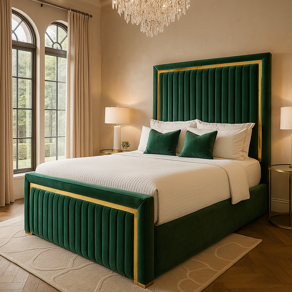 Green Gold Strip Bed
