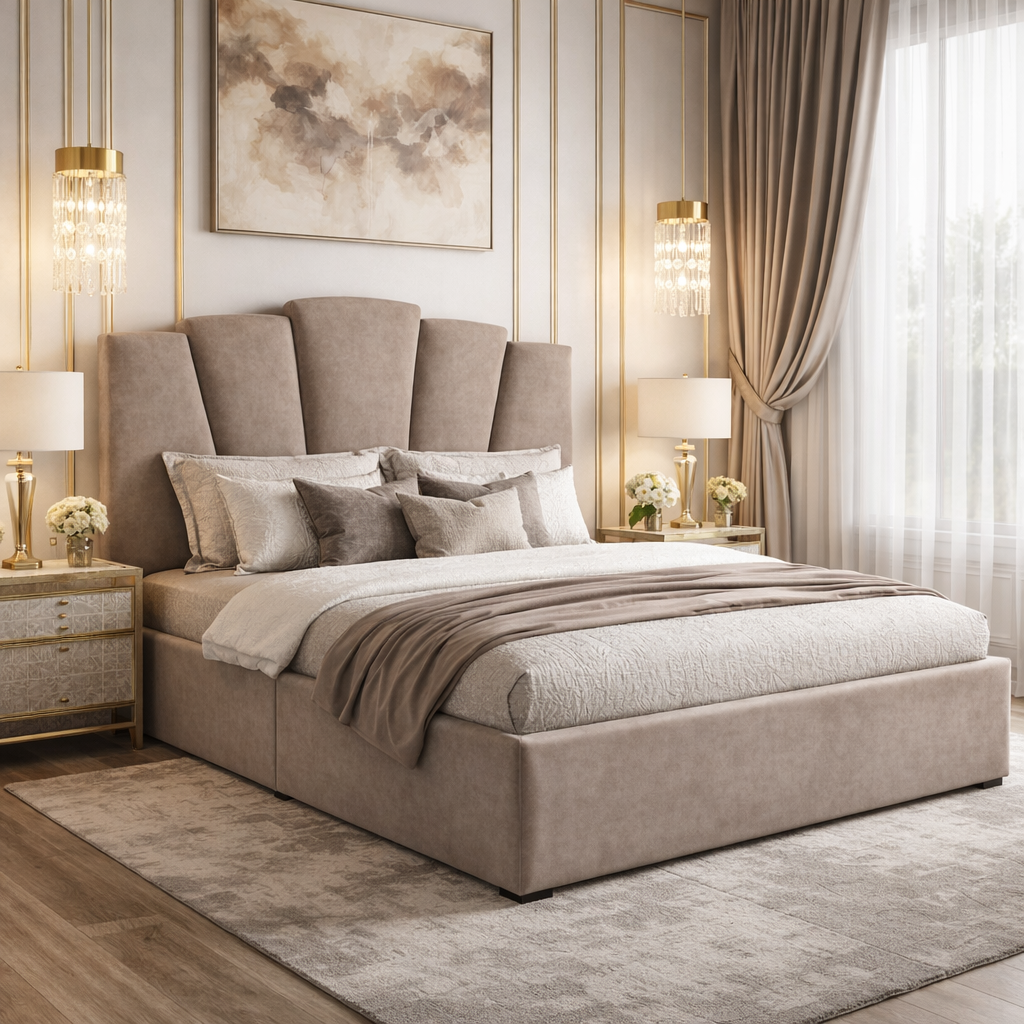 Brown John Art Deco style divan bed