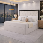 Load image into Gallery viewer, White Mercer comfortable divan bed with contrast trim