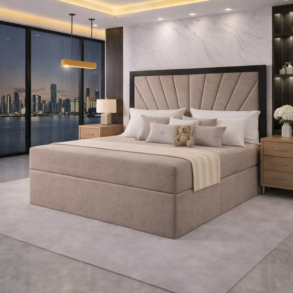 Brown Mercer luxury contrast border divan bed