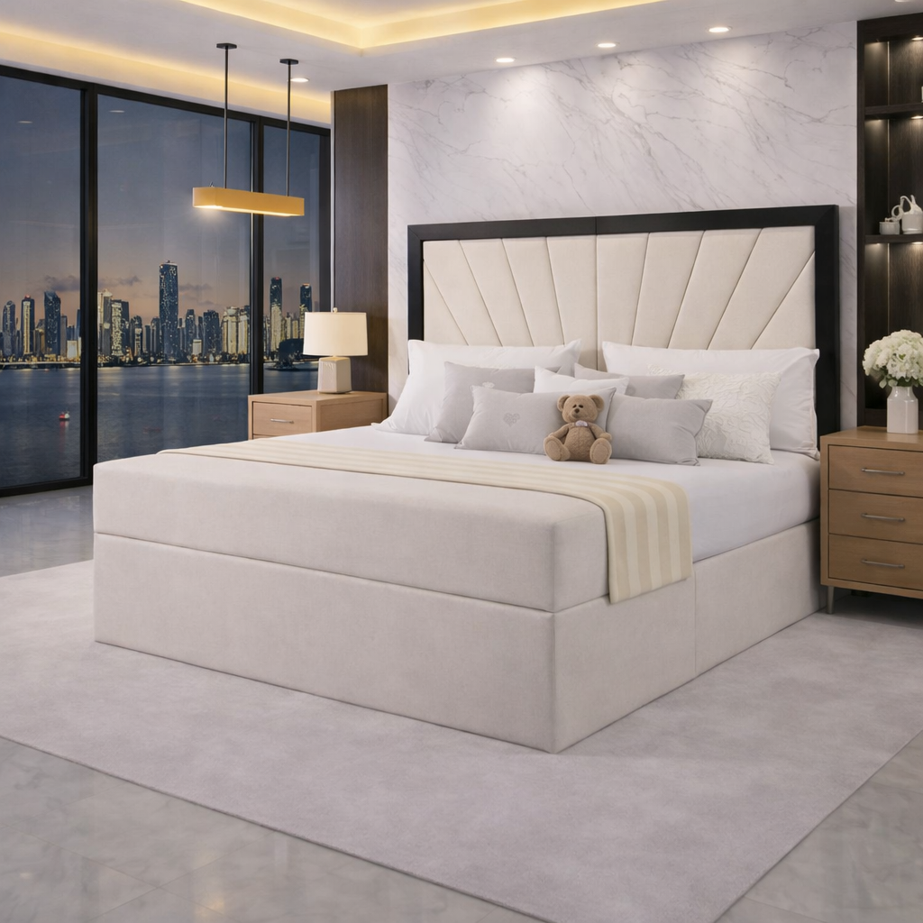 White Mercer Contrast Border Divan Bed
